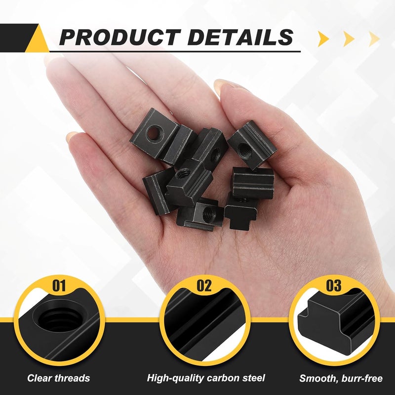 Yaocom 20 Pcs M6 T-Slot Nuts, Black Oxide Finish Table Slot, Grade 8.8, Slot Width 8 Mm/0.31", Depth 5.84 Mm/ 0.23'' for Machine Tool Tables - Image 3